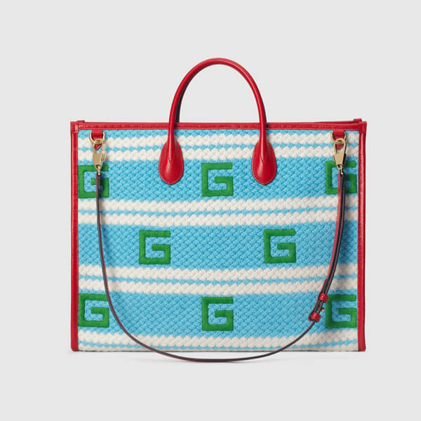 グッチ かごバッグ 偽物 オンライン限定 MIAMI ストライプ トートバッグ663709 JFIJG 8083